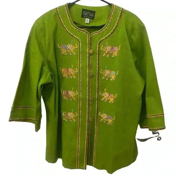 Bob Mackie Embroidered Elephant Swing Jacket Size XL - Picture 1 of 7
